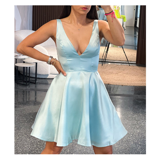 Mini SKATER DRESS WITH POCKETS (Baby blue)