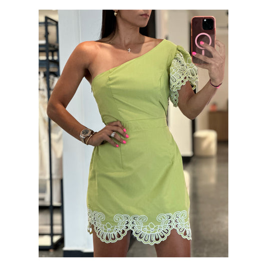 Green Eyelet Mini Dress