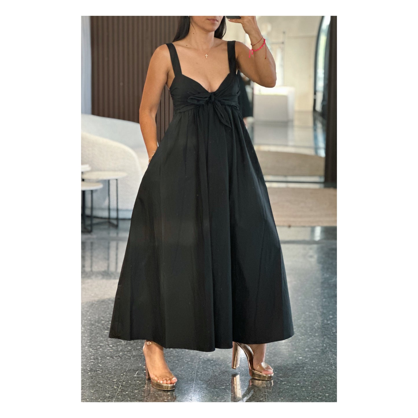 SLEEVELESS BLACK LONG DRESS