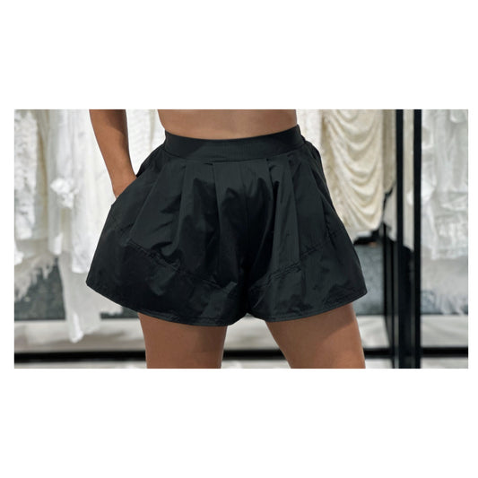 BLACK HIGH WAISTED RELAXED FIT SPORTY SHORTS