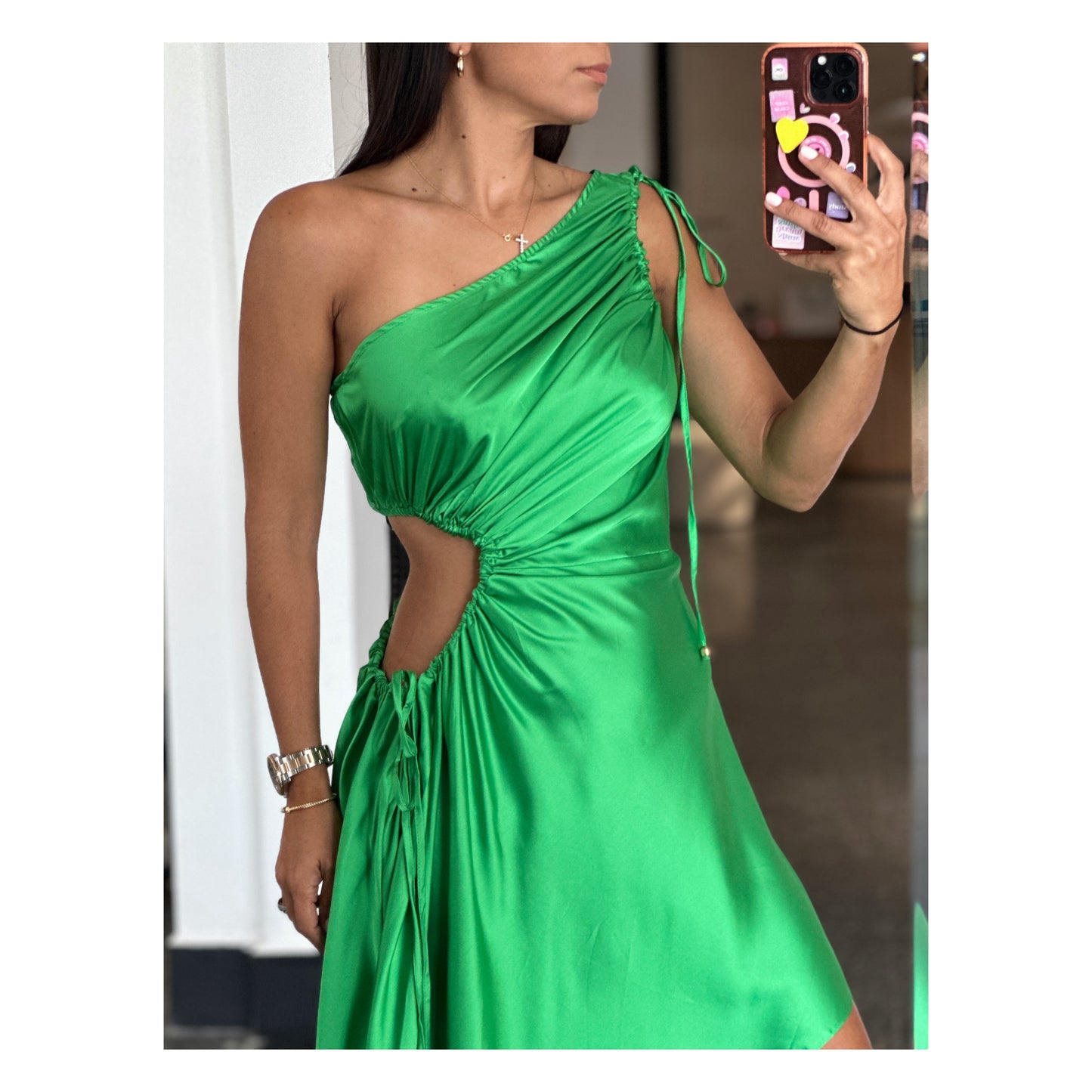 SATIN DRAW STRING DRESS