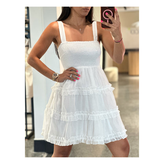 SJQ- SMOCKED RUFFLE DRESS