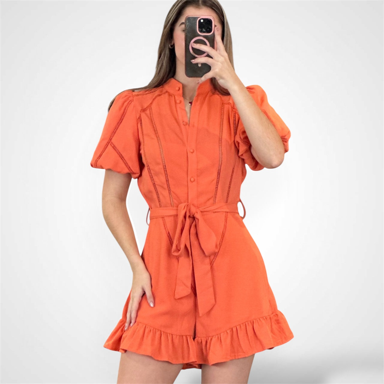 Orange Puff Romper