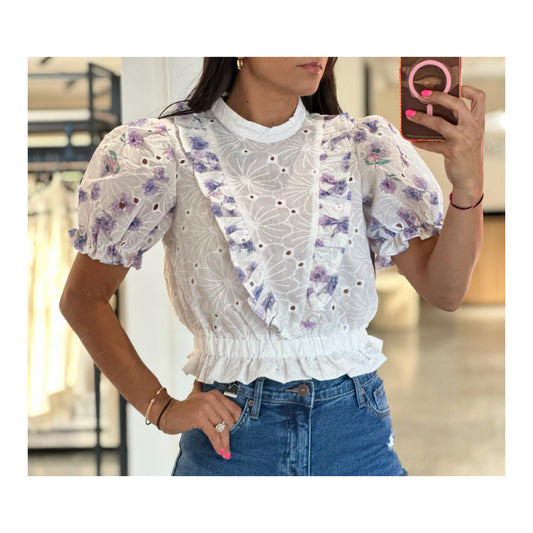 Puff Sleeve Mock Neck Floral Top