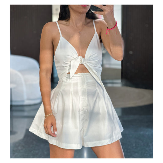 OFF WHITE FRONT TIE ROMPER