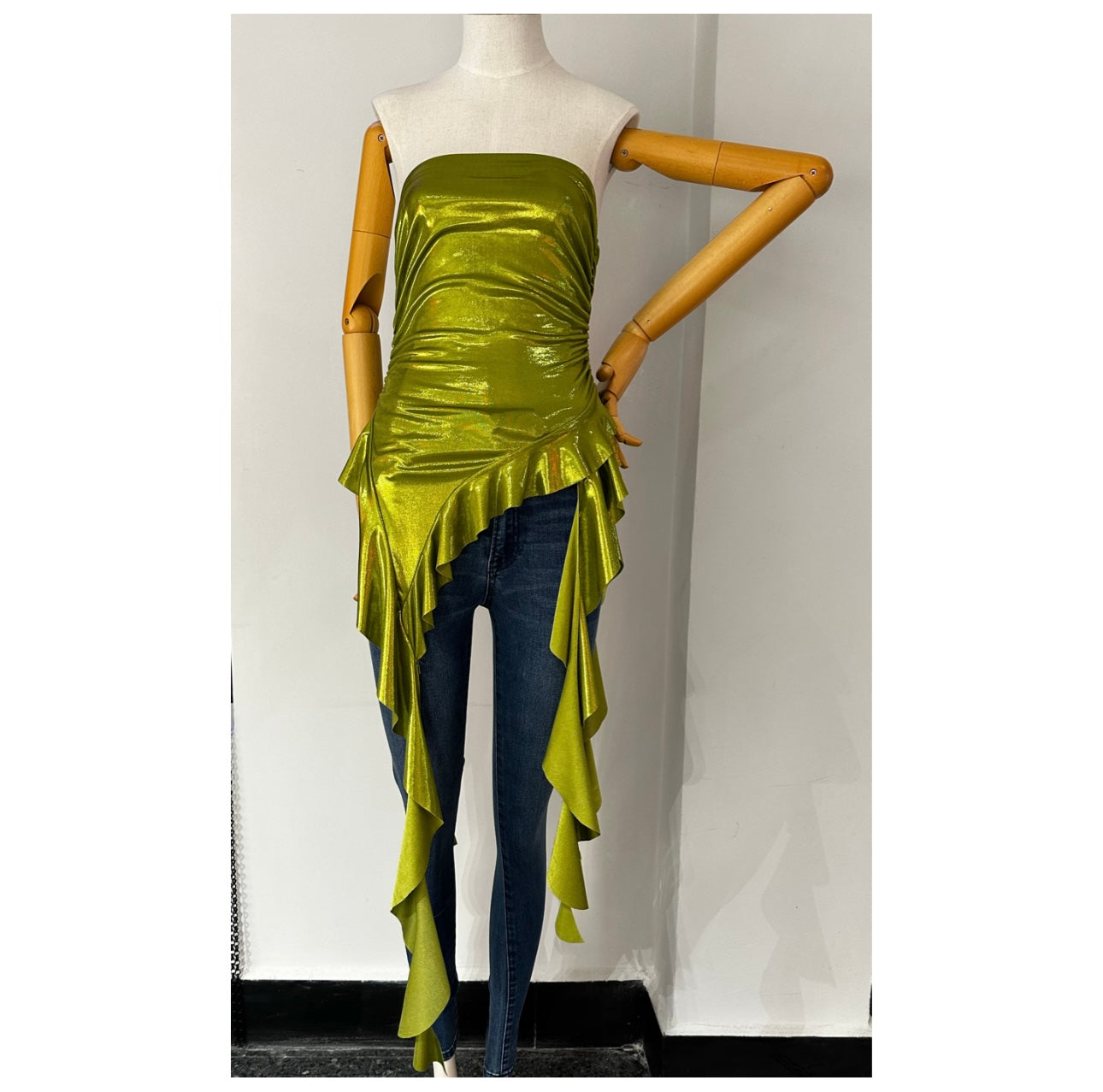 Moss Green Metallic Tube Top