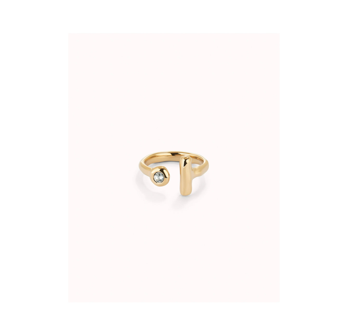 UNO D 50-Anillo abierto bañado en oro 18k con topacio blanco