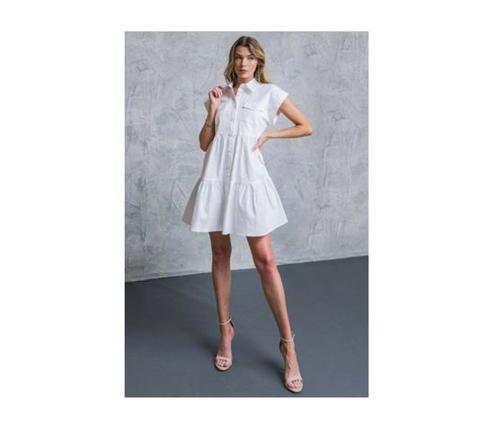 WHITE DENIM MINI DRESS