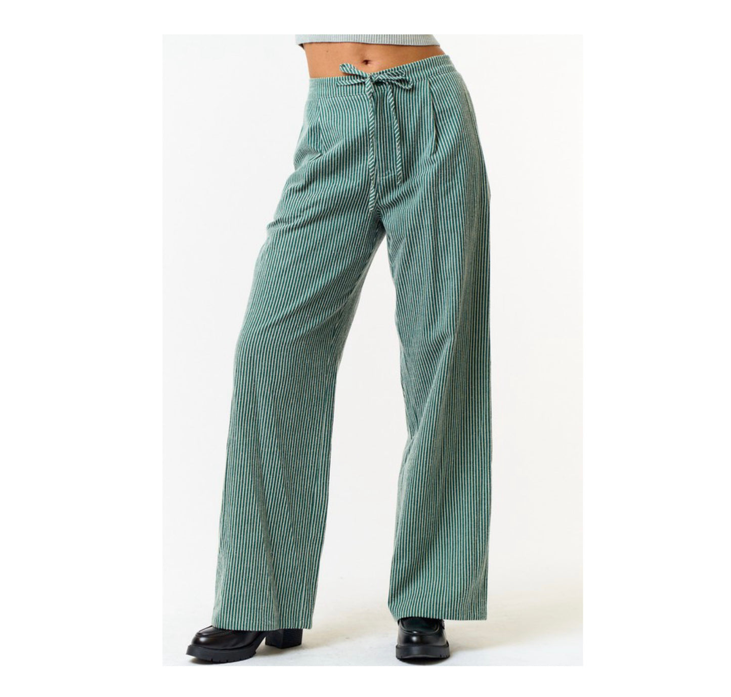 HUNTER STRIPE DRAWSTRING WIDE LEG PANTS