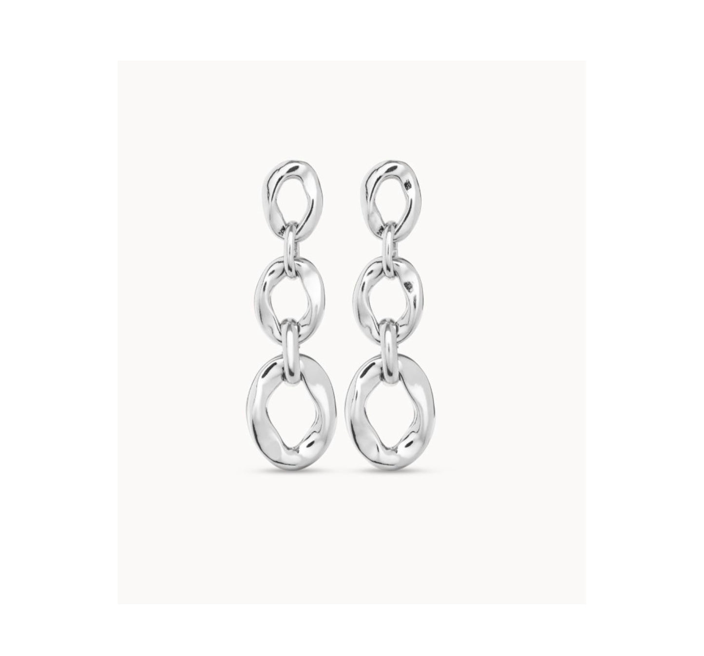 UNO D 50- STERLING SILVER-PLATED EARRINGS WITH 3 LINKS