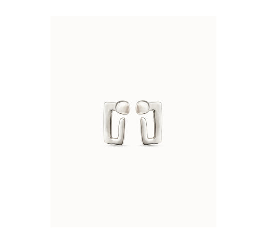 UNO D 50-Sterling silver-plated medium sized rectangular nail shaped stud earrings