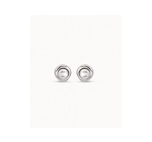 UNO D 50- STERLING SILVER-PLATED EARRINGS WITH PEARL