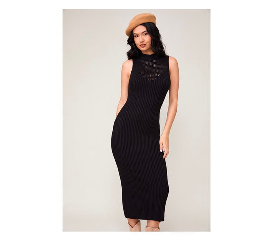 HIGH NECK SLEEVELESS SWEATER MAXI DRESS