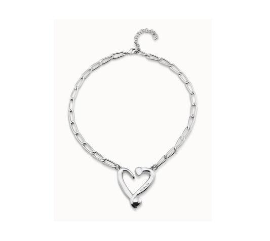 UNO D 50-Silver pendant with links and heart