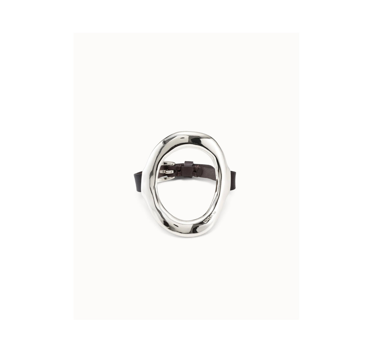 UNO D 50-Sterling silver-plated bracelet, large central oval with buckle clasp