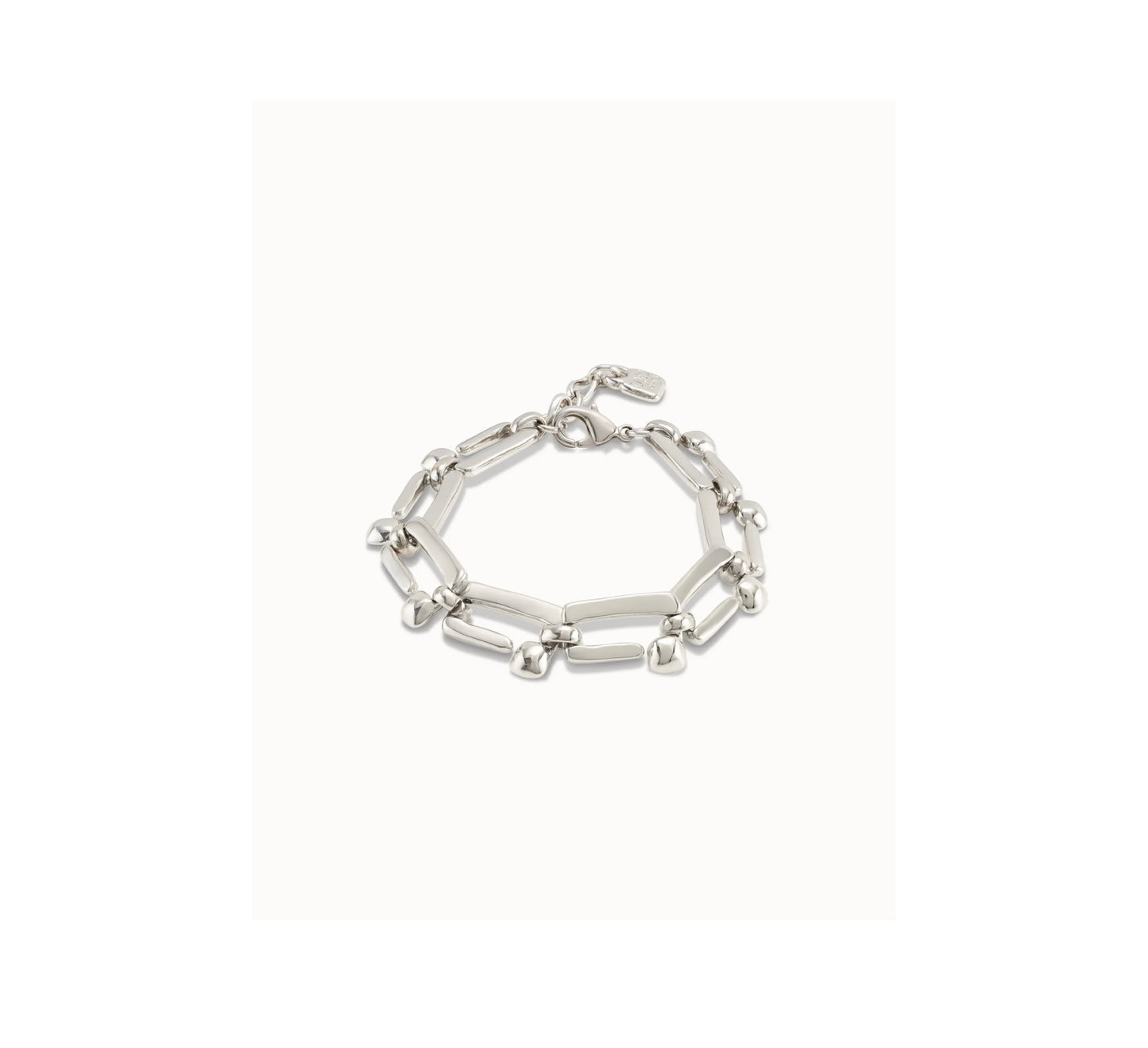 UNO D 50-Sterling silver-plated bracelet with rectangular nail shaped links