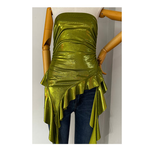 Moss Green Metallic Tube Top