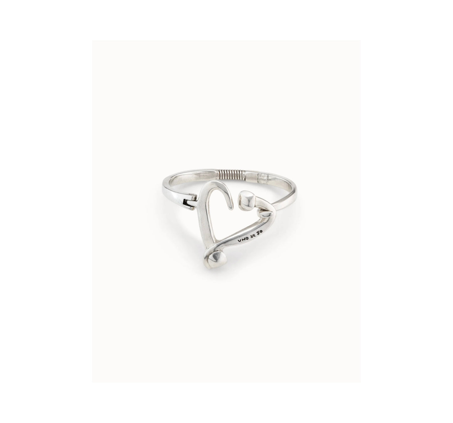 UNO D 50-Sterling silver-plated bracelet with nailed heart, visible spring