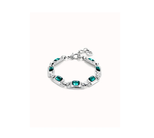 UNO D 50-Sterling silver-plated bracelet with green crystals