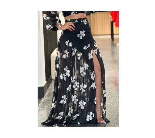 FLOWERED LONG SKIRT