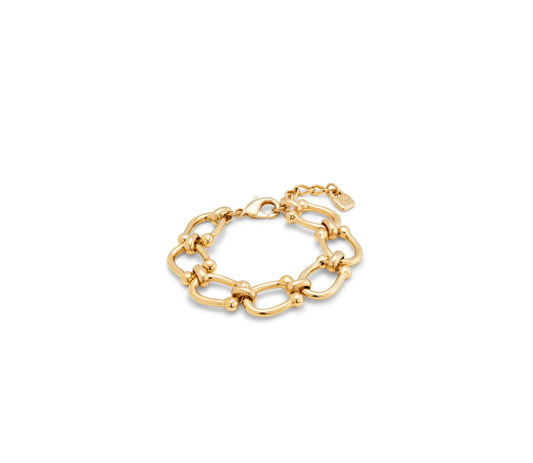 UNO D 50-Pulsera bañada en oro 18k con eslabones ovalados medianos