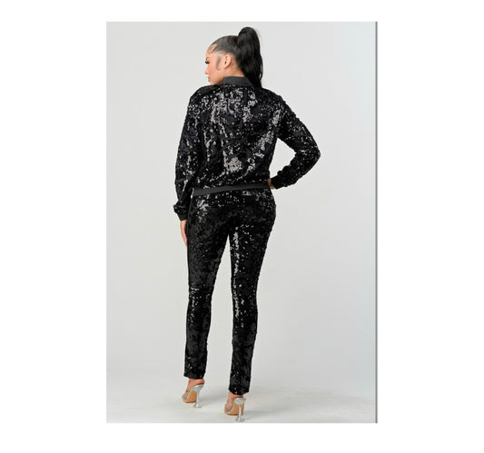 BLACK SEQUIN PANTS