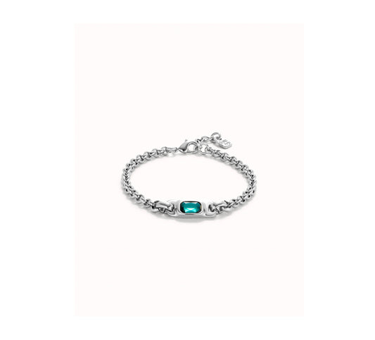 UNO D 50- Sterling silver-plated chain bracelet with green crystal