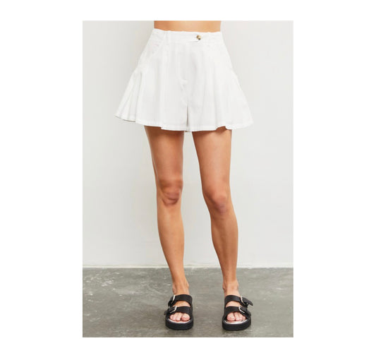 WHITE FLARE SHORTS