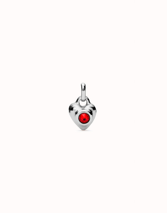 Uno de 50 Sterling silver-plated charm with red crystal.