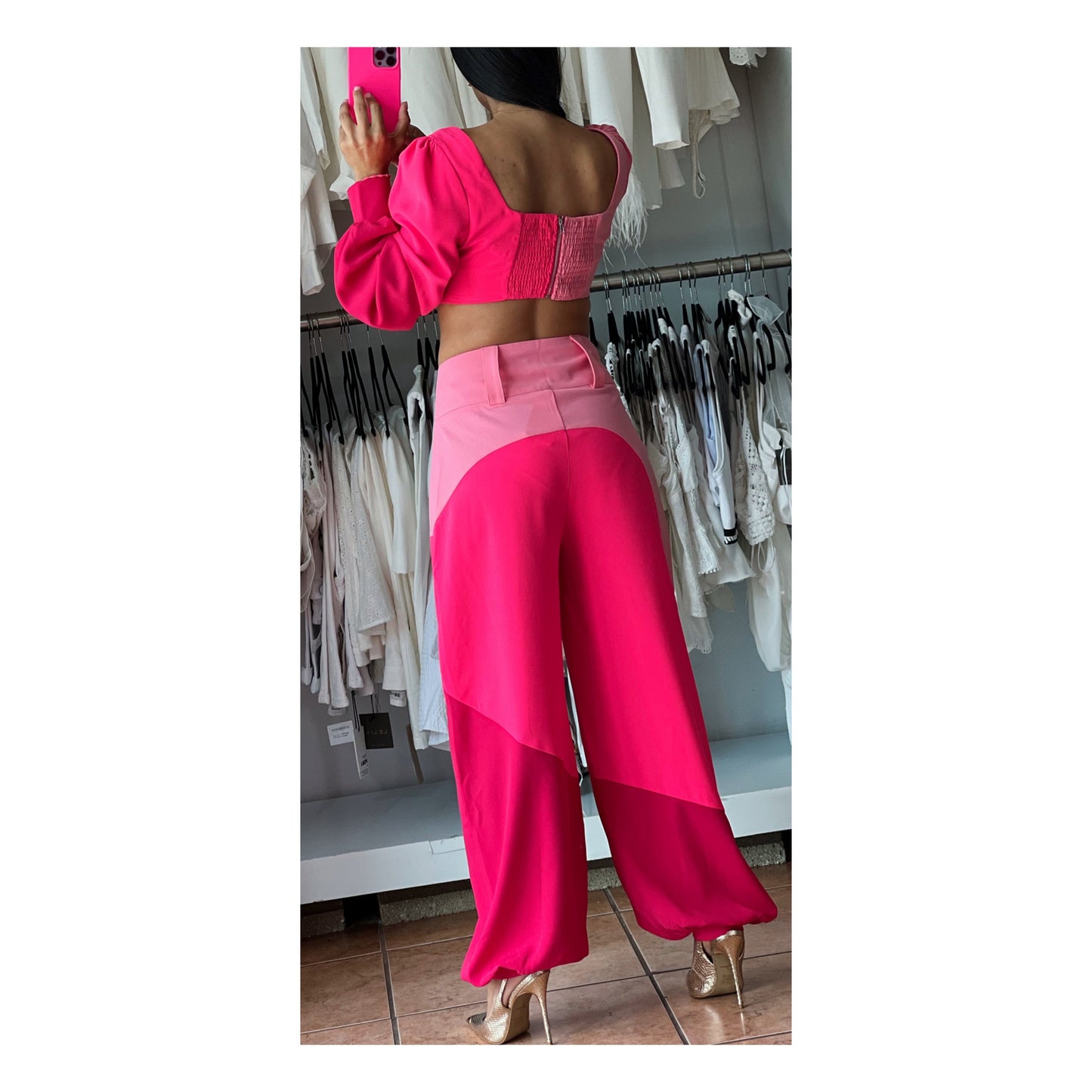 Color Block Pink Pants