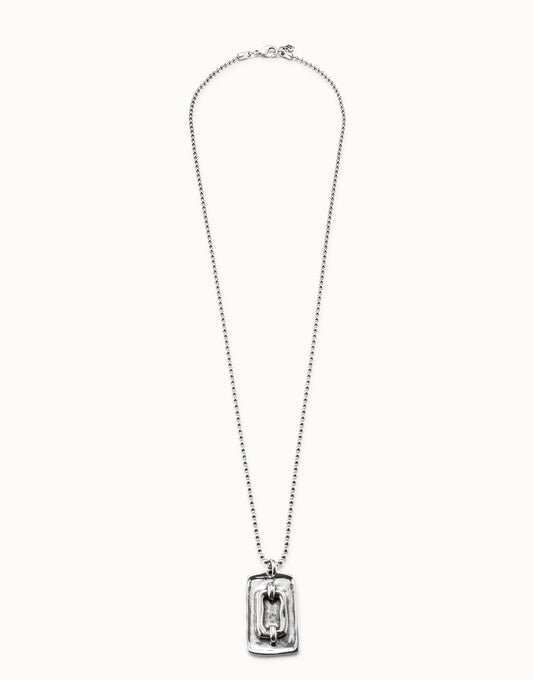 Uno de 50 Sterling silver-plated long necklace, bead cord and double hook embossed bead