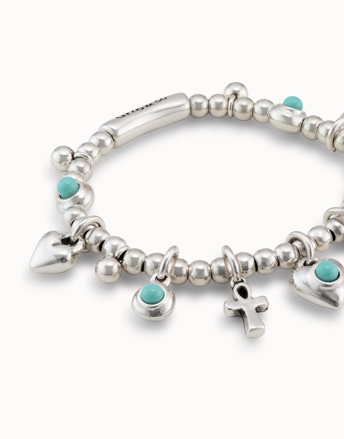 Uno de 50 Sterling silver-plated beads bracelet with 5 murano glass charms