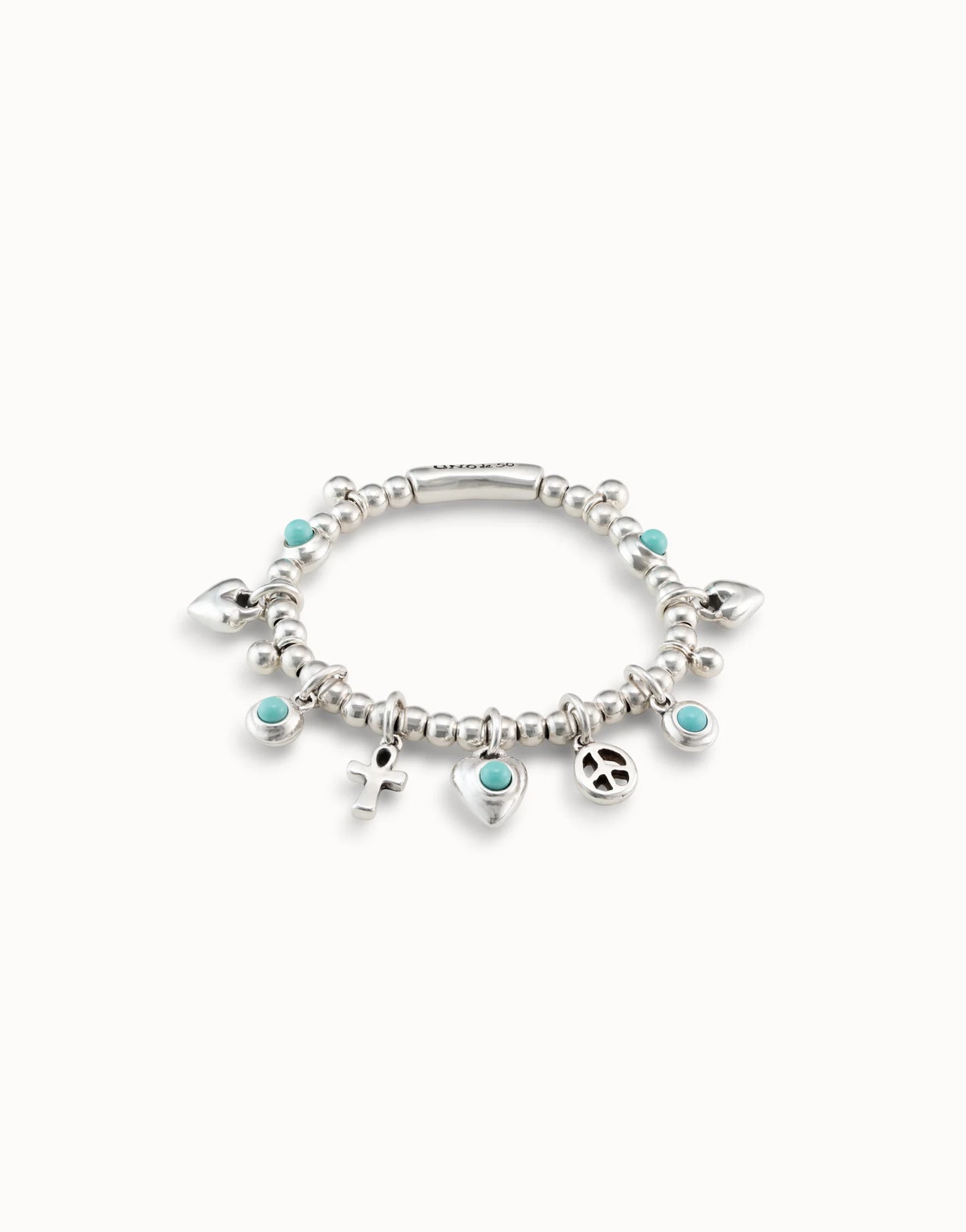 Uno de 50 Sterling silver-plated beads bracelet with 5 murano glass charms