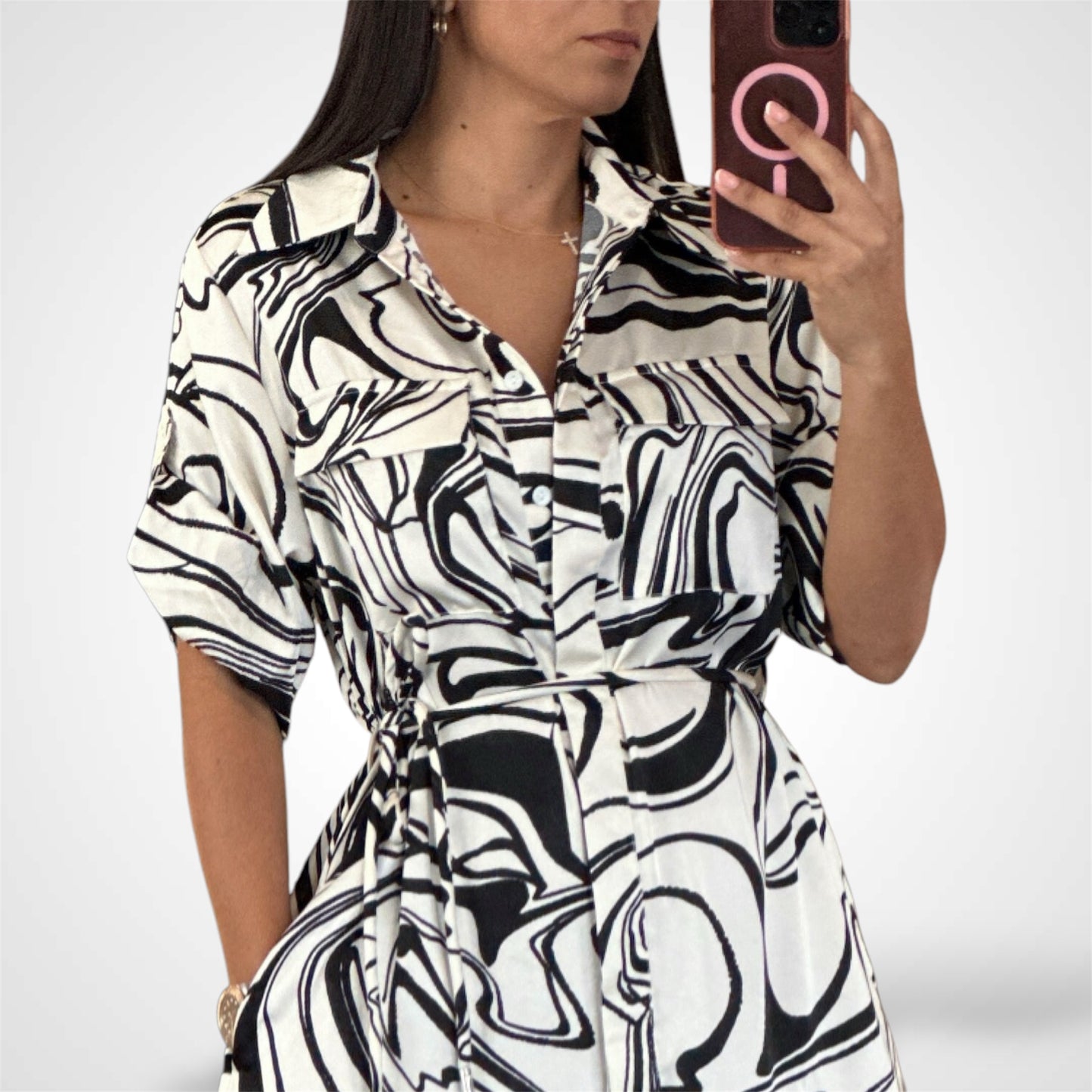 SWIRLS MIDI SHIRTDRESS