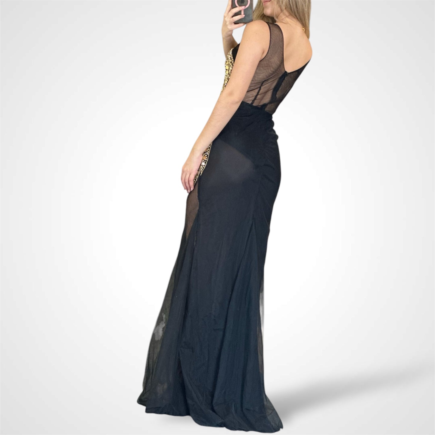 CRYSTAL TULLE SIREN MAXI DRESS