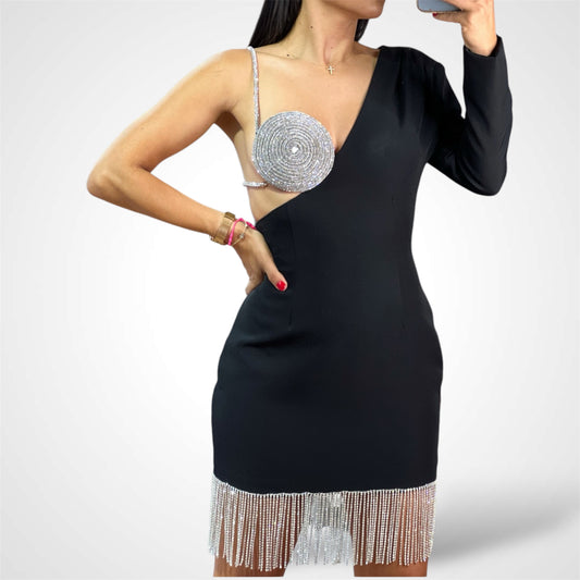 Cup Rhinestone Sexy Dress