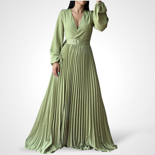 L. Olive Solid Maxi Dress