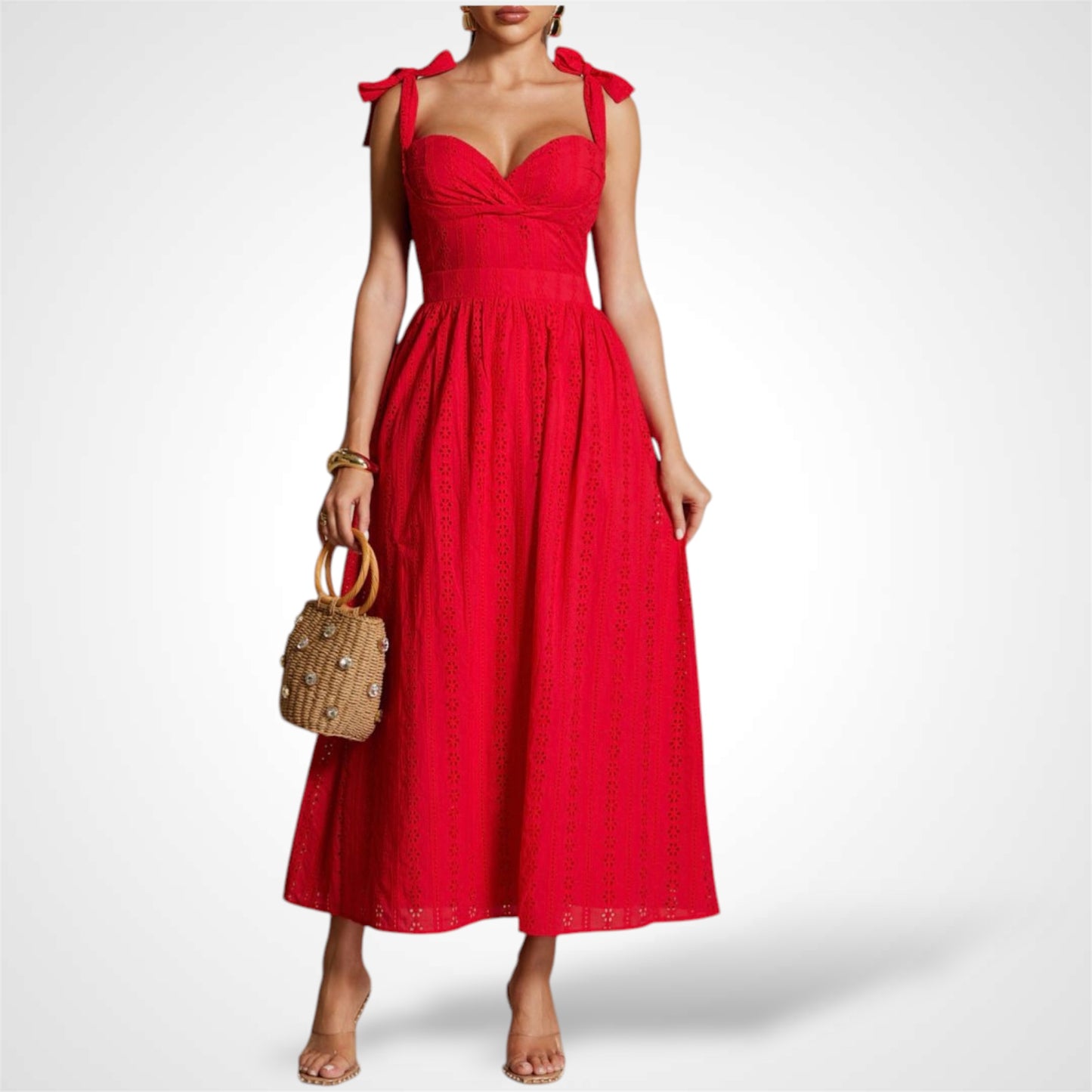 Red Eyelet Dress