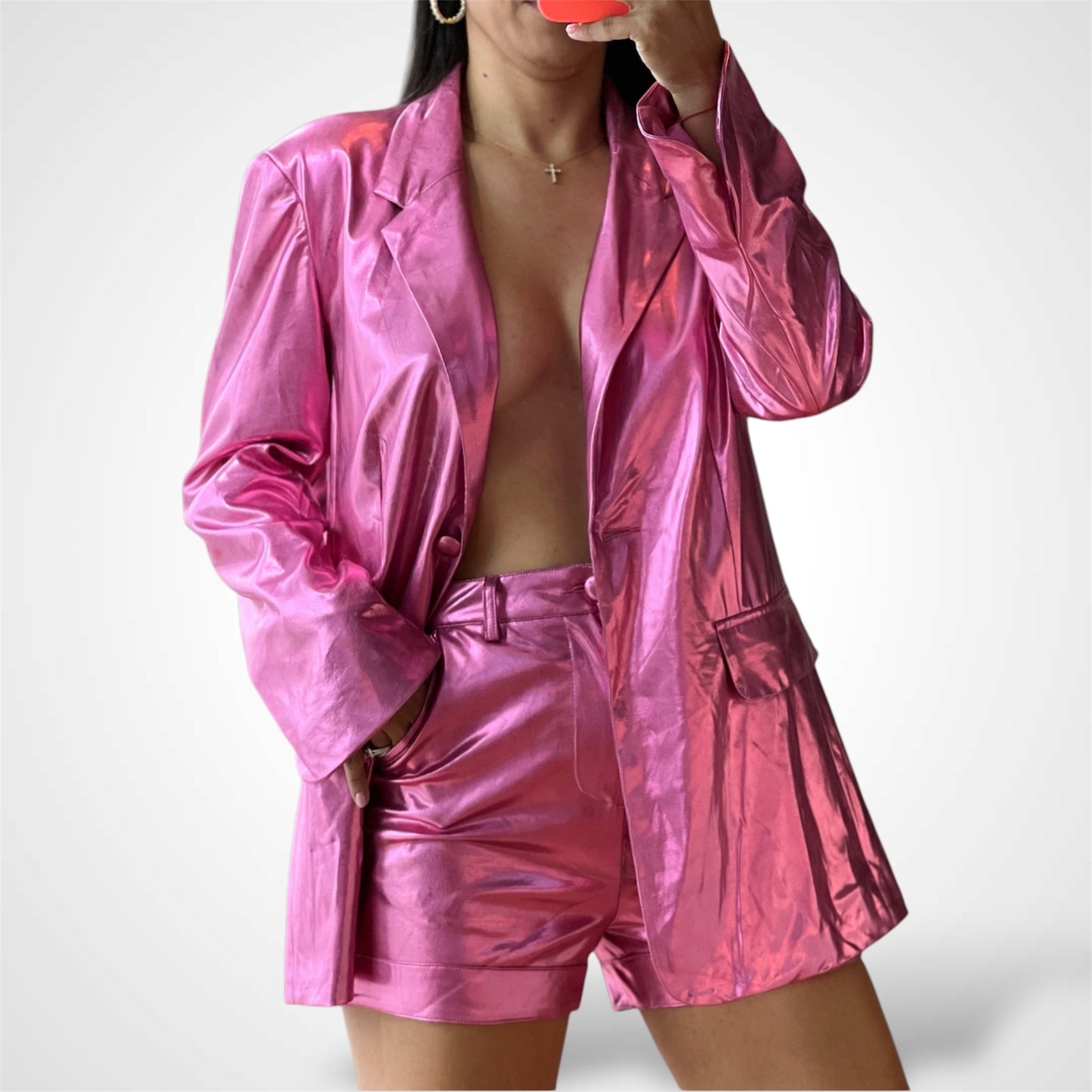 Metallic Blazer Short Set