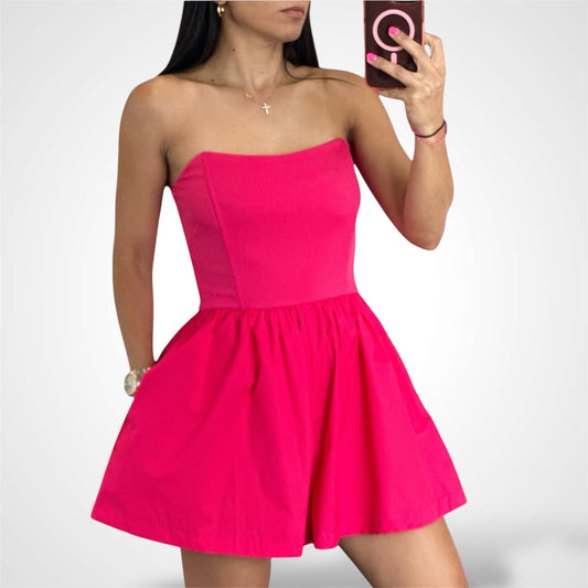 STRAPLESS CONTRAST ROMPER