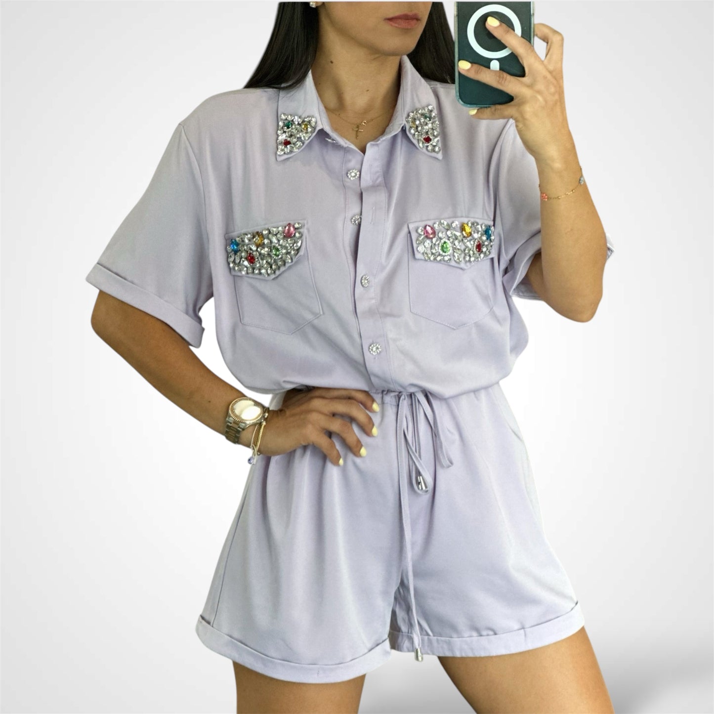 Diamond Collar Romper