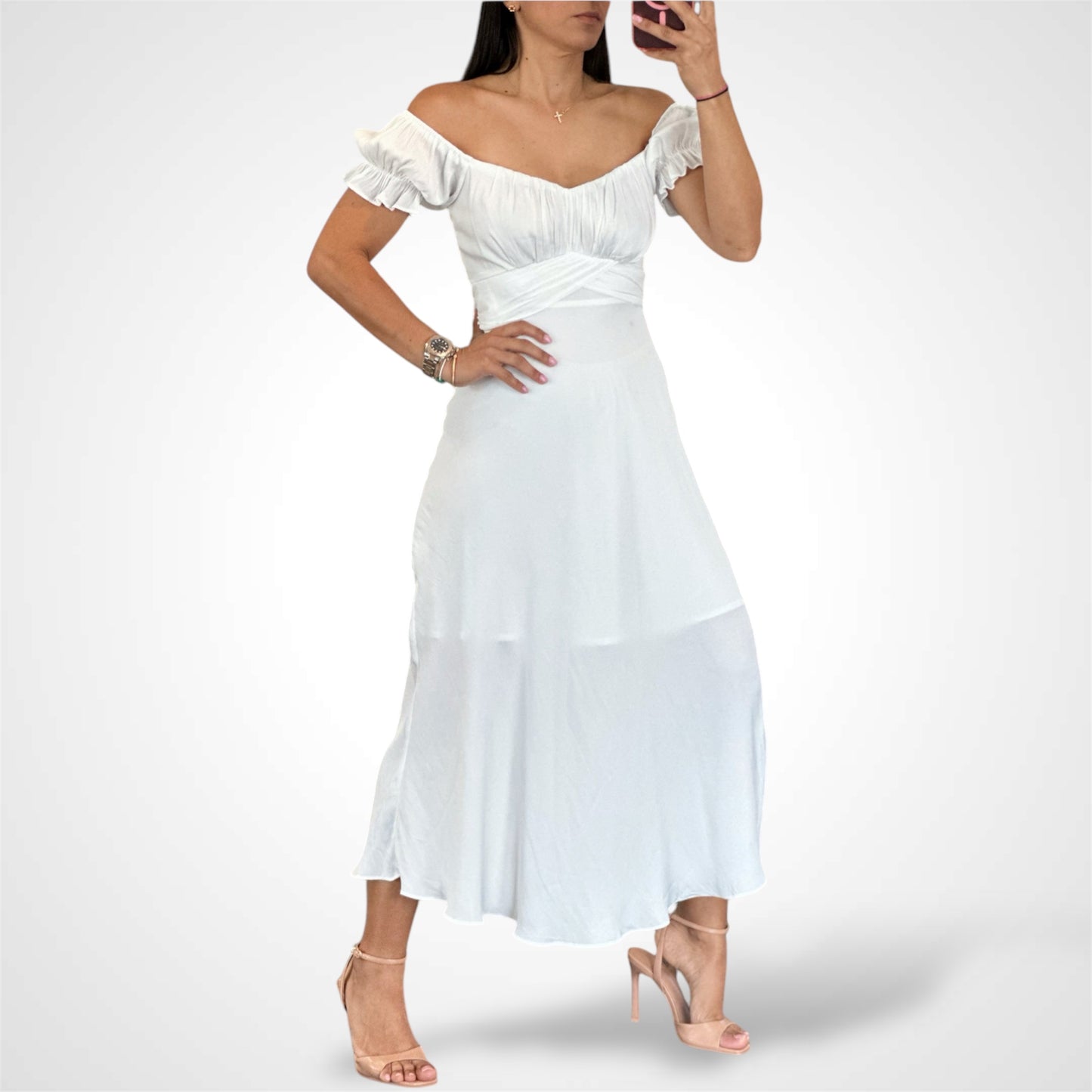 Globe Shoulder Midi Dress