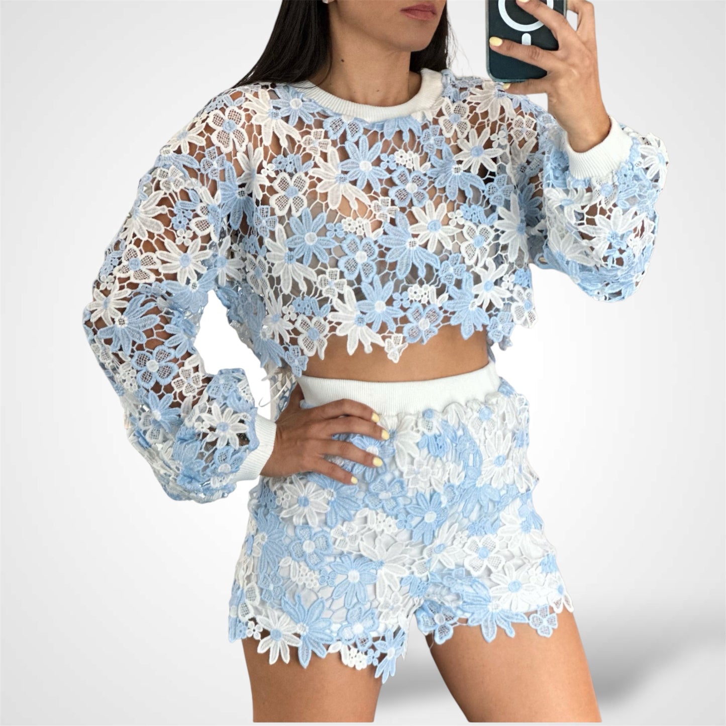 Lace Pullover And Short Set