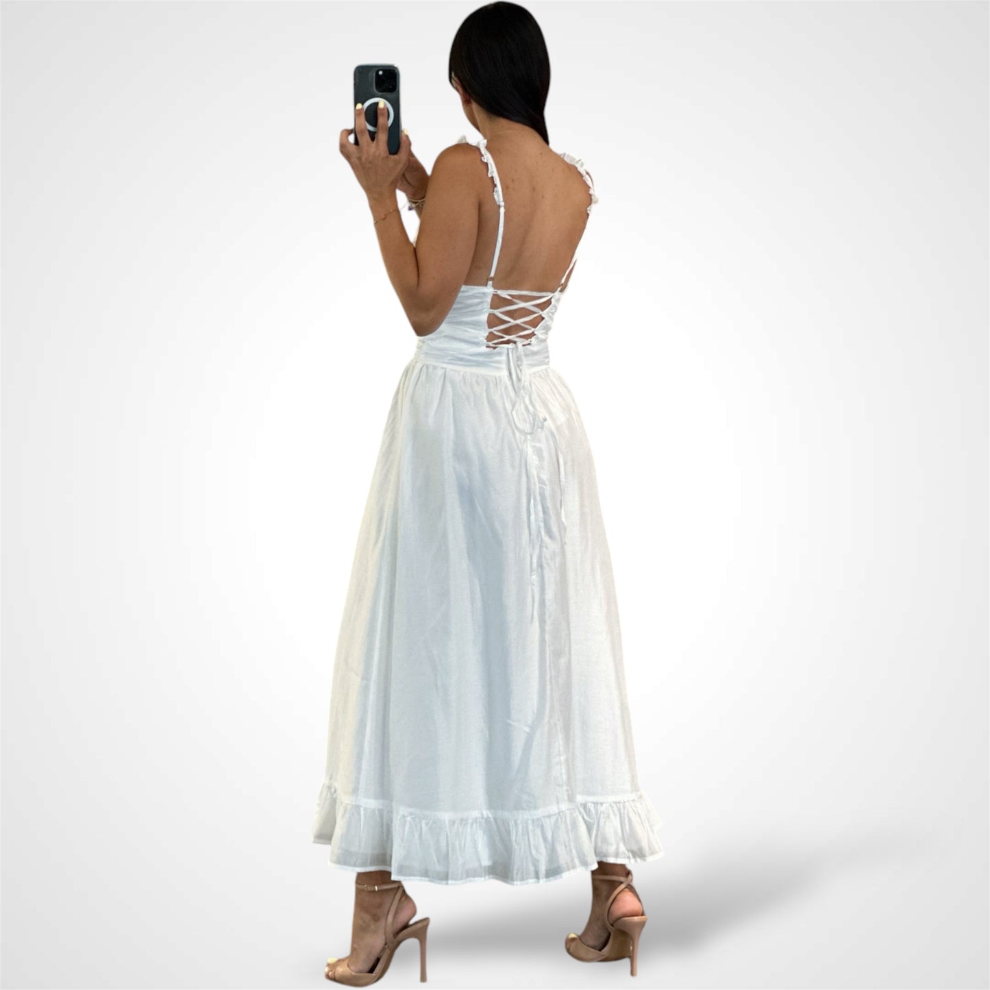 SJQ White Flowy Midi Dress