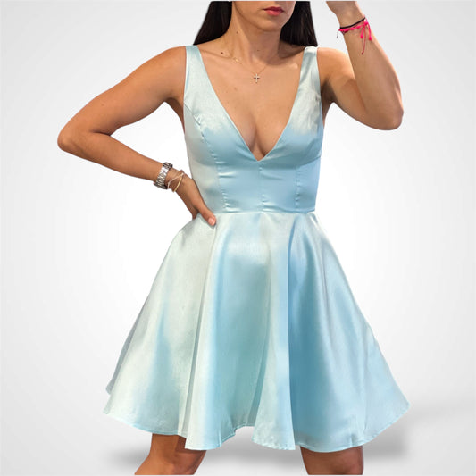 Mini SKATER DRESS WITH POCKETS (Baby blue)