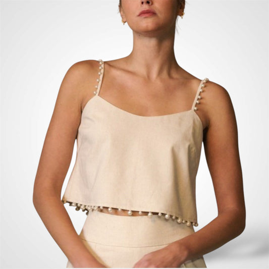 Pearl trimmed camisole Set