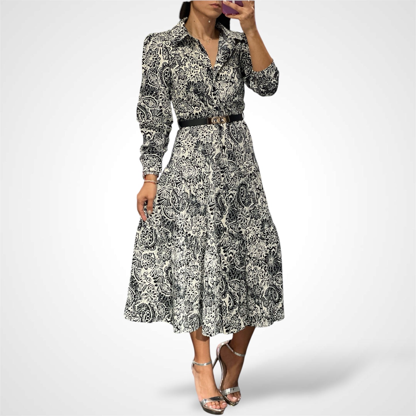 Paisley Pattern Flare Dress