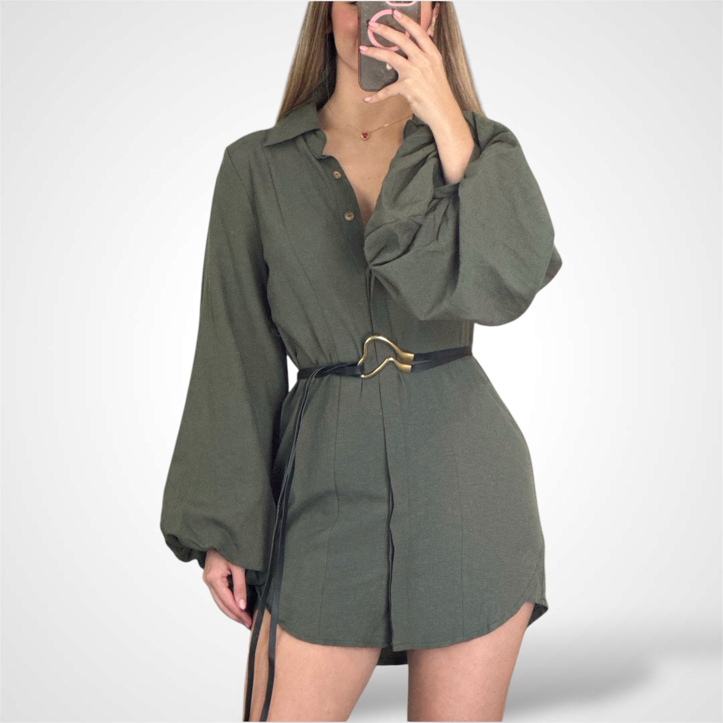 PINTUCK SLEEVE SHIRTDRESS