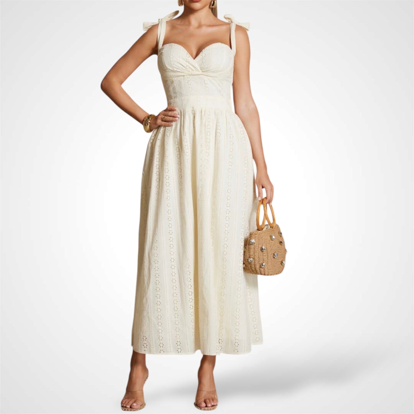 Apricot Eyelet Dress