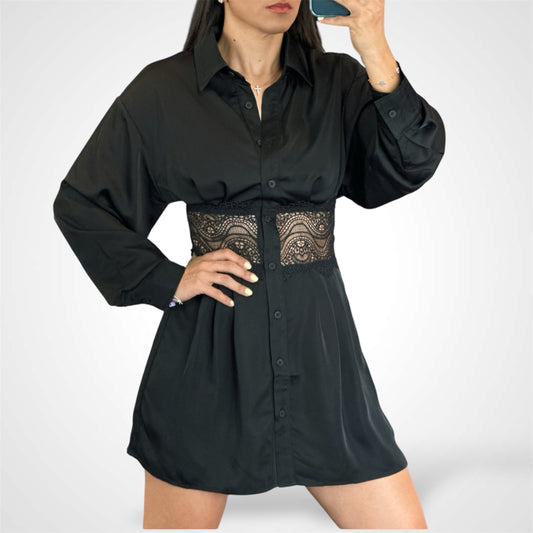 Black Lace Shirt Dress